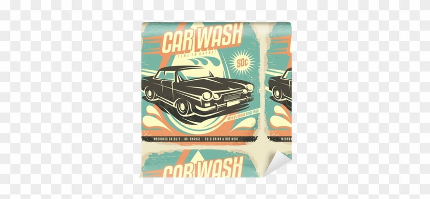 Tapete Retro Car Wash Poster Design • Pixers® - Lantern Press Canvas Art Prints - Premium Garage Service #887165