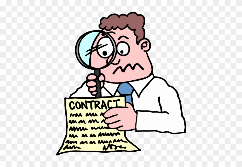 Clipart Man Reading A Contract With Magnifying Glass - Magnifying Glass Clipart #887191