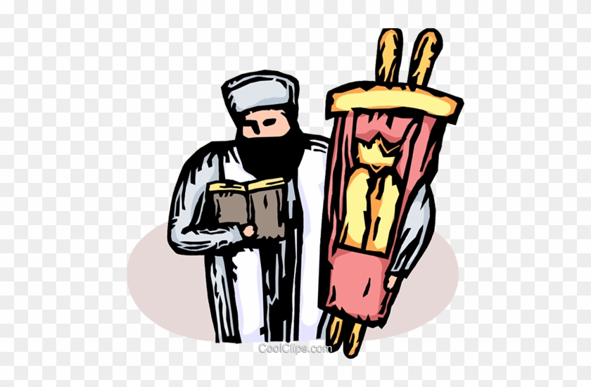 Rabbi With The Torah Royalty Free Vector Clip Art Illustration - Clip Art #887780