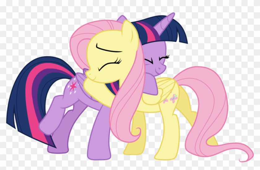 Twilight Sparkle And Fluttershy Hugging By Cloudyglow - Fluttershy And Twilight Sparkle #888045