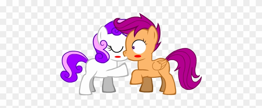 My Little Pony Scootaloo And Rainbow Dash Kiss - Scootaloo X Sweetie Belle #888061