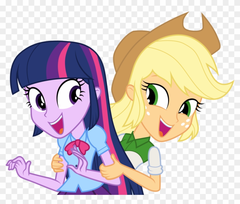 Applejack And Twilight Sparkle By Cloudyglow Applejack - Twilight Sparkle Girl And My Little Pony #888415