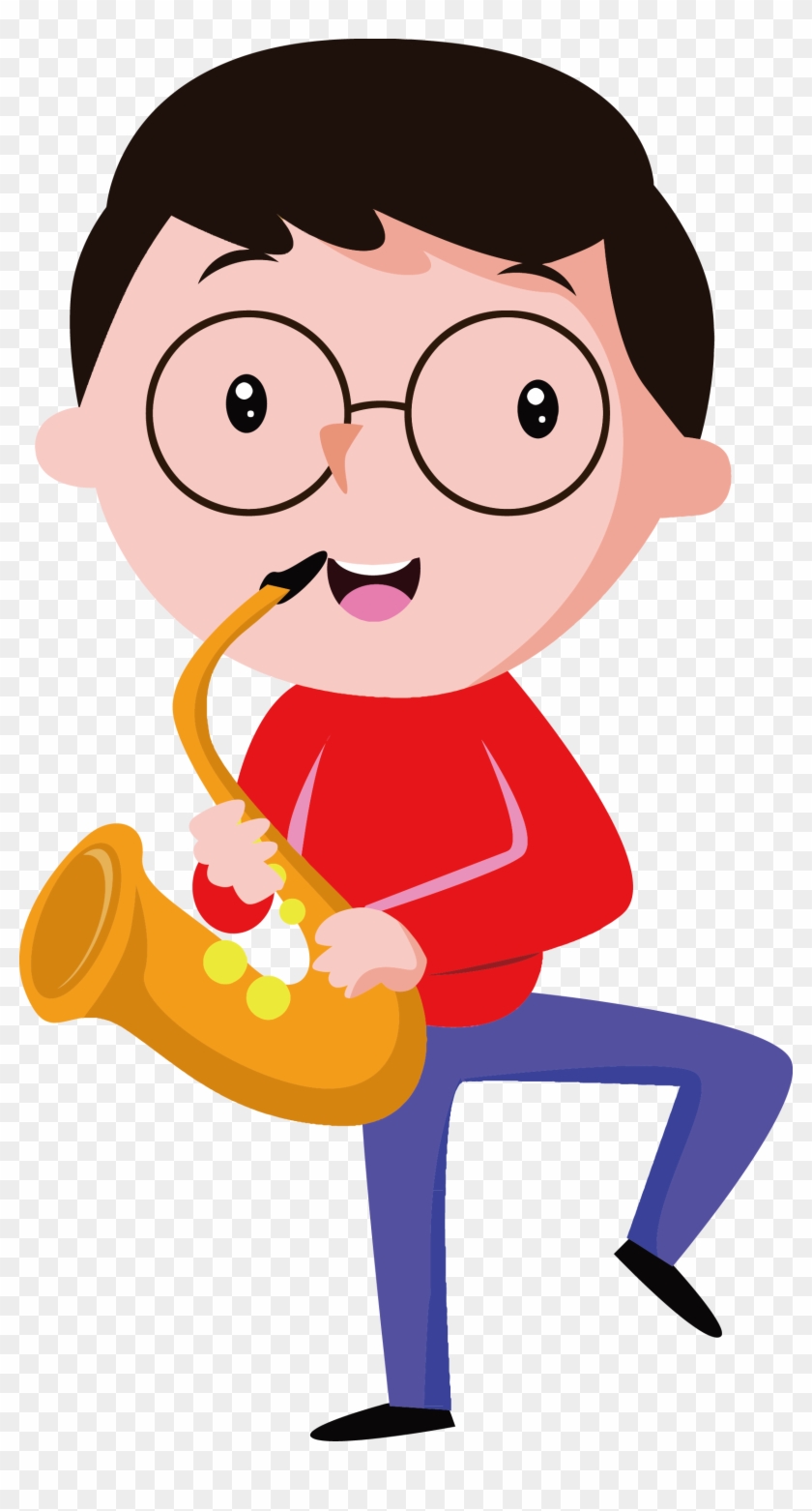 Musical Instrument Cartoon Child Illustration - แซ ก โซ โฟน การ์ตูน #888642