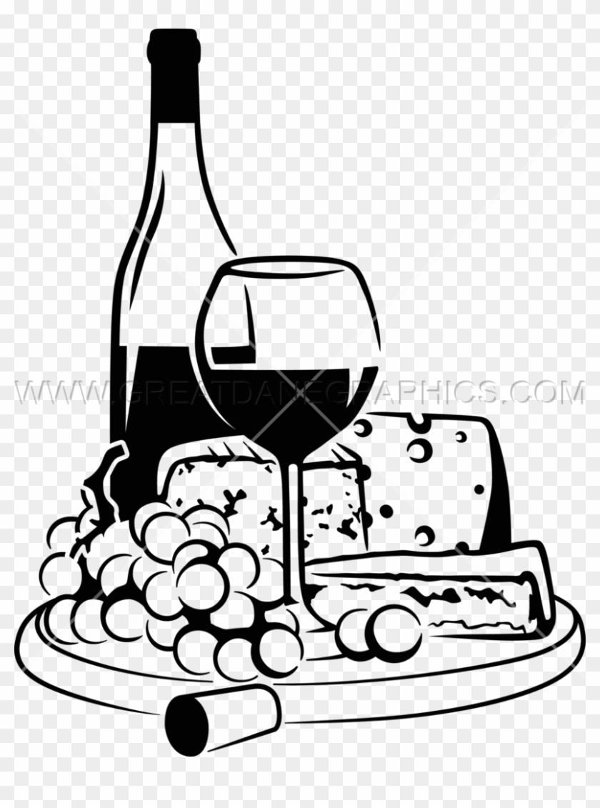 Wine Cheese - Wine And Cheese Black And White #889105
