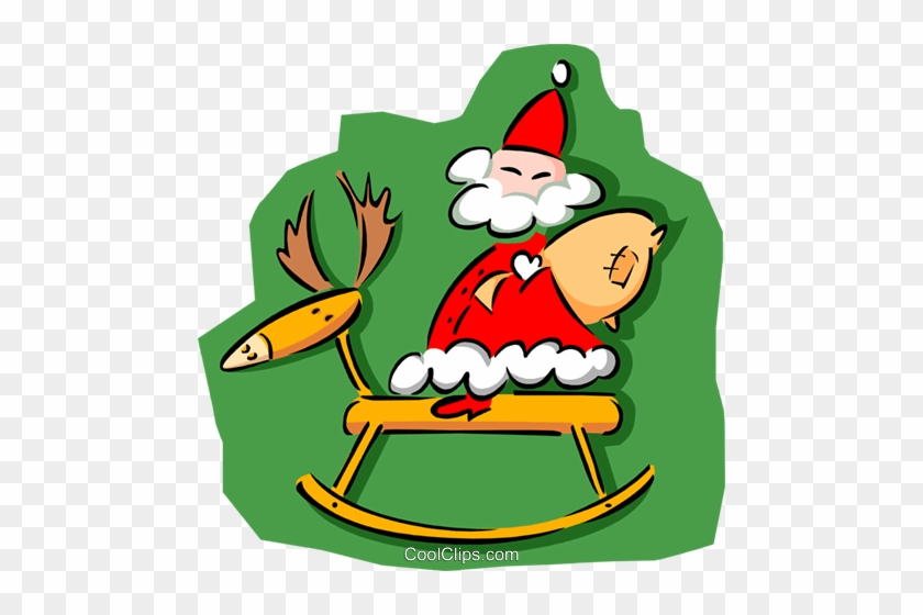 Christmas/santa On Rocking Horse Royalty Free Vector - Christmas/santa On Rocking Horse Royalty Free Vector #889500