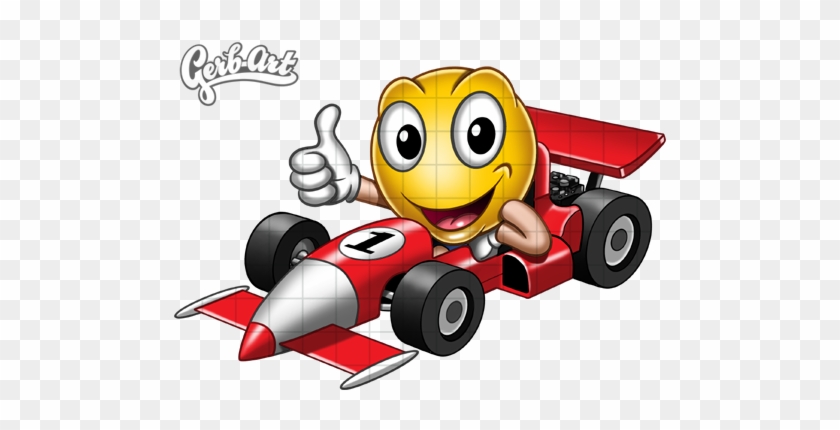 Smiley-racing Car - Race Car Emoticon #889730