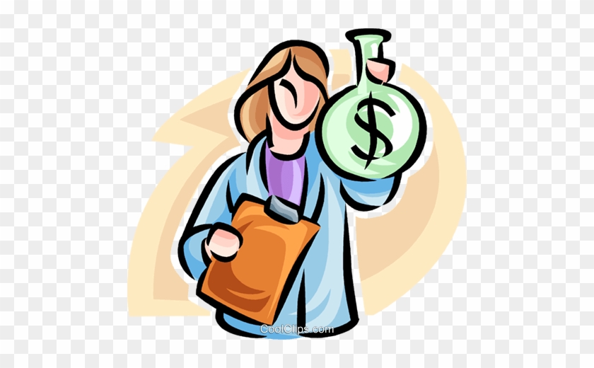 Woman With A Bag Of Money Royalty Free Vector Clip - Woman With A Bag Of Money Royalty Free Vector Clip #890170