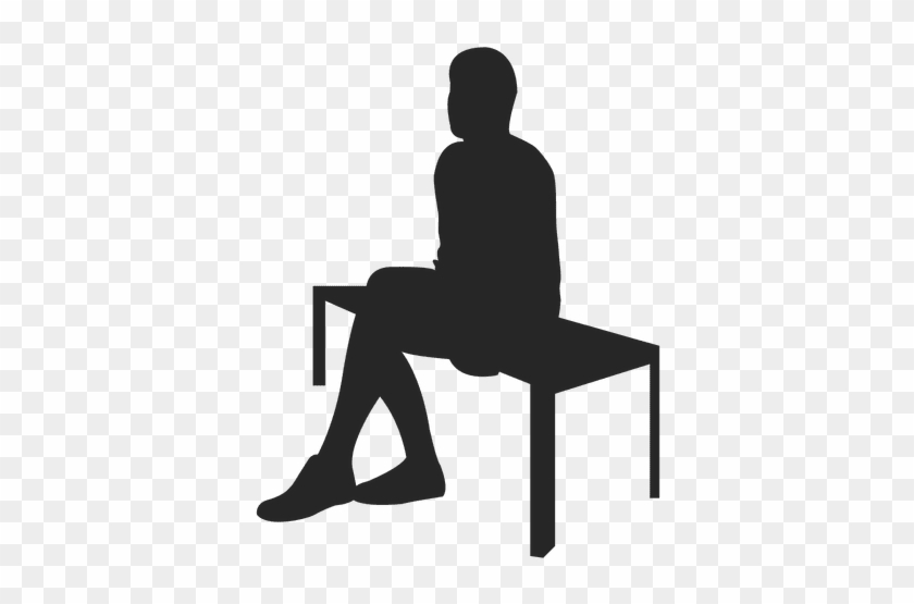 Man Sitting On Bench - People Sitting At Table Silhouette Png #890221