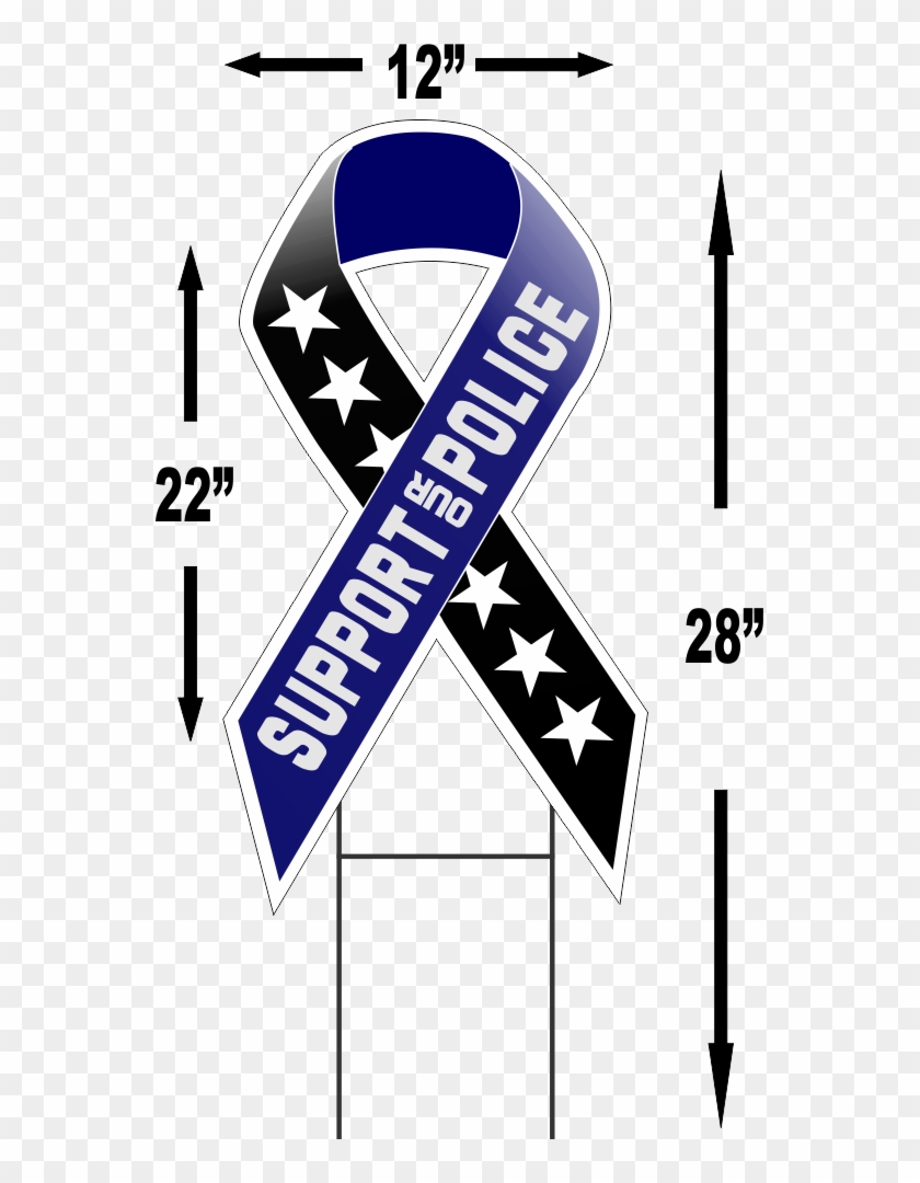Support Our Police Large Ribbon Shaped 22"x 12" Outdoor - Police #890657