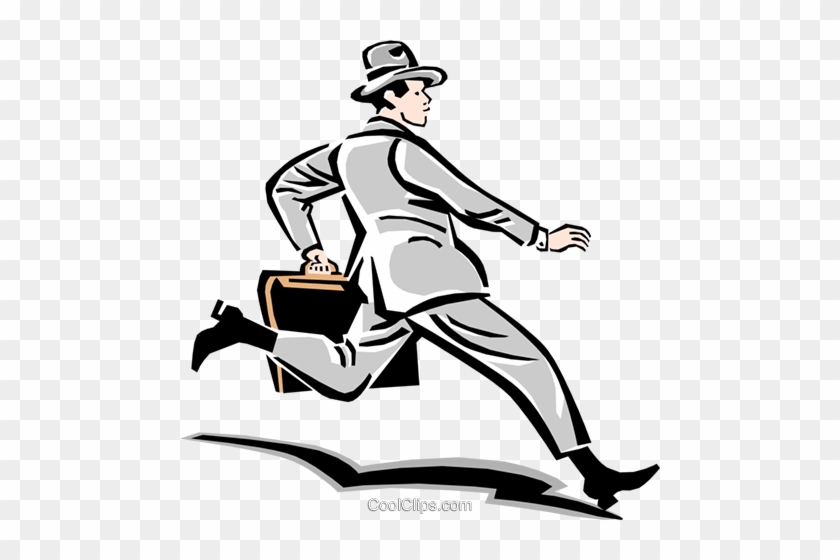 Man Running To Work Royalty Free Vector Clip Art Illustration - Rush Hour #891160