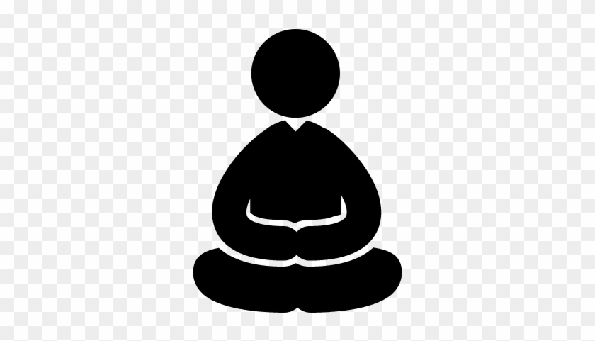 Meditation Yoga Posture Of A Sitting Man Vector - Meditation Black And White #891165