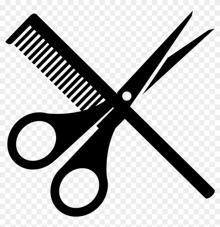 Scissors Icon Black - Scissors And Comb Png #891802