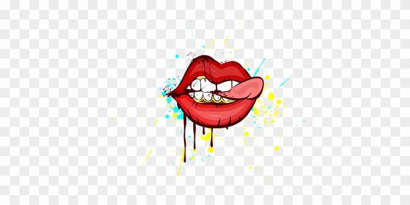 Lips, Art, Painting, Design, Teeth - Lips Illustration #891823