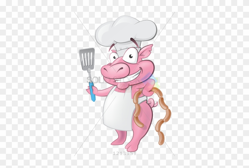 Stock Illustration Of Cute Cartoon Pink Pig Chef Wearing - Pig Vertical #892131