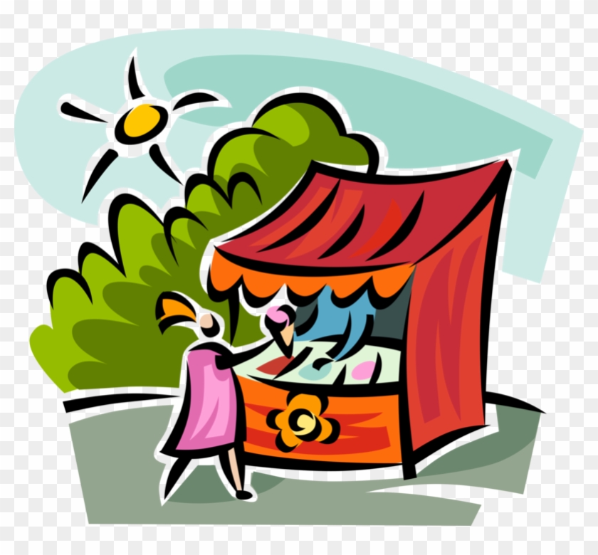 Vector Illustration Of Gelato Ice Cream Vendor Sells - Vector Illustration Of Gelato Ice Cream Vendor Sells #893120