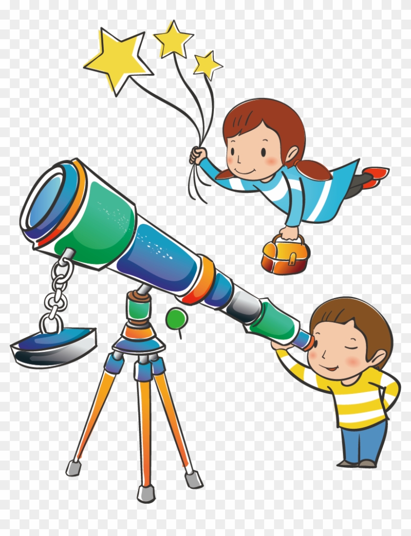 Boys And Girls Look At The Telescope - Kindergarten #893310