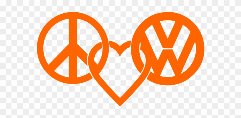Peace Love Vw Logo Decal Sticker In Orange - Peace Love Vw #893892