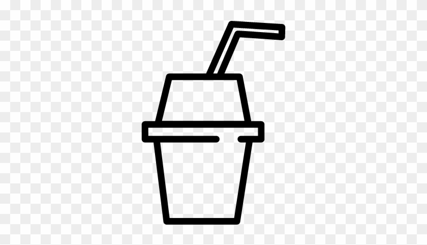 Soft Drink In Paper Cup With Drinking Straw Vector - Plastic Cup With Straw Icon Png #893951