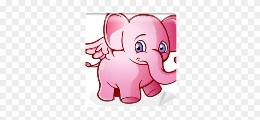 Flying Pink Elephant Cartoon Character Wall Mural • - Pink Elephant Queen Duvet #894148