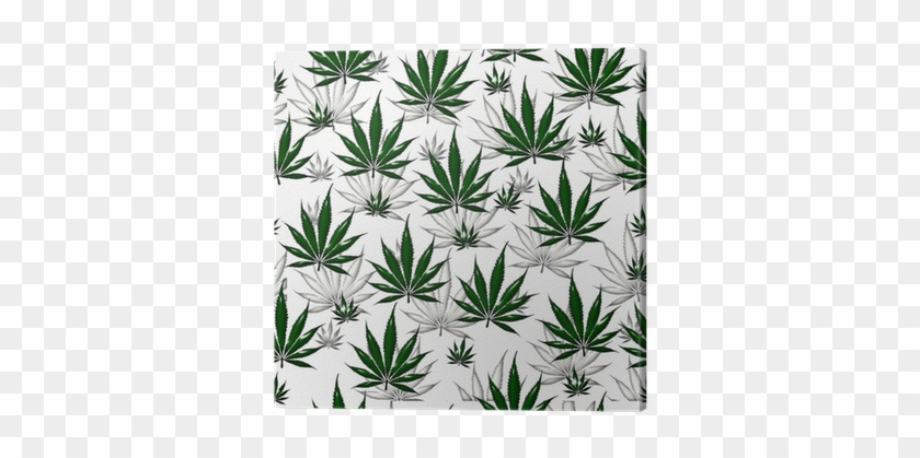 Green Marijuana Leaf Pattern Repeat Background Canvas - Illustration #894345