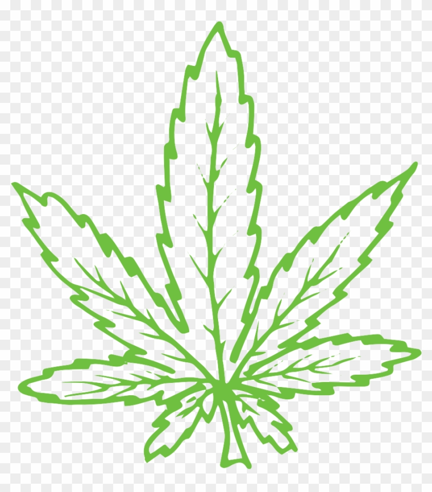 Line Drawing Of A Cannabis Leaf - Illustration #894829