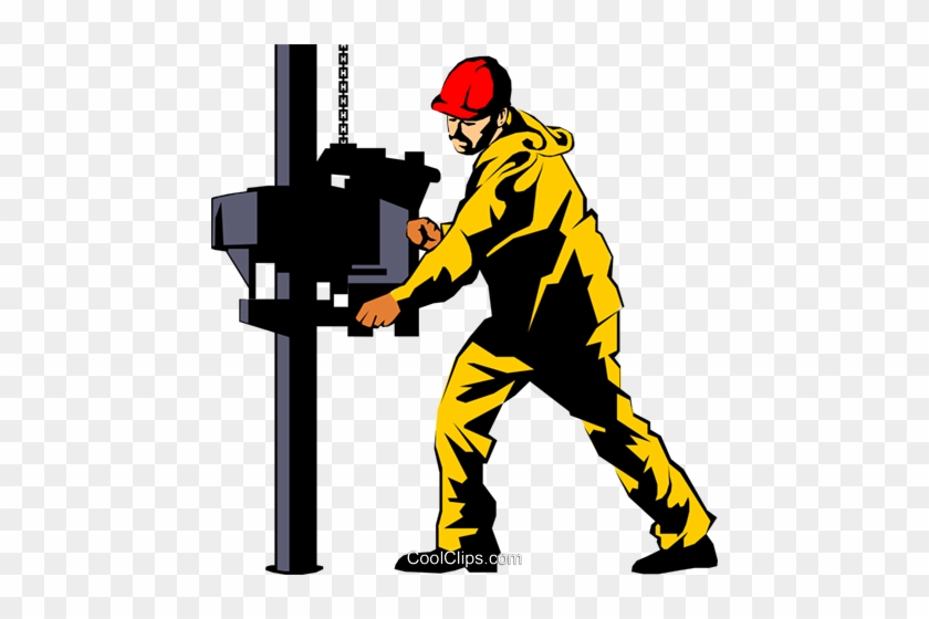 Man Working On Oil Rig Royalty Free Vector Clip Art - Oil Rig Clip Art #894965