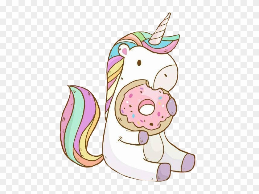 Unicorn Donut Kawaii Rainbowfreetoedit - Unicornio Con Una Dona #895001