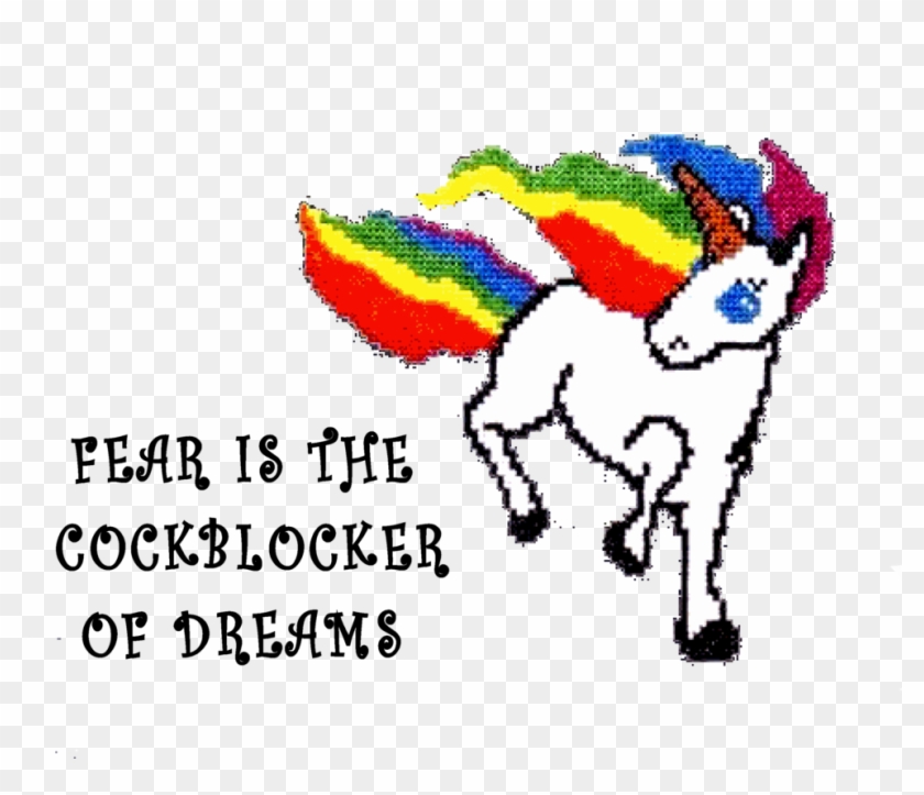 "fear" Cute Unicorn Art / Womens / Girls / T-shirt - Cross-stitch #895290