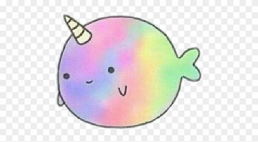 Unicorn Tumblr Whale Rainbow Emoji Sticker Cute Sweet - Narwhals Swimming In The Ocean #895312