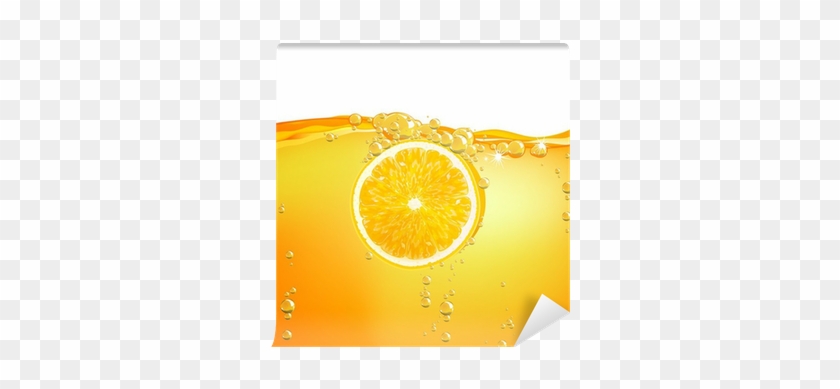 Vector Illustration Of An Orange Fruit Falling In Liquid - Orange #895595