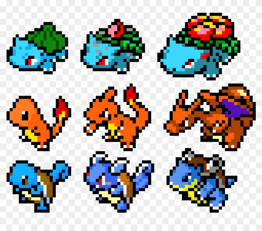 Kanto Region Starter Pokemon - Kanto Starters Pixel Art #896052