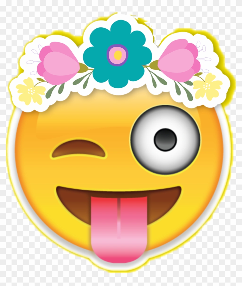 Emoji Emojistickers Flowercrown - Smiley Faces With Tongue Sticking Out #896196