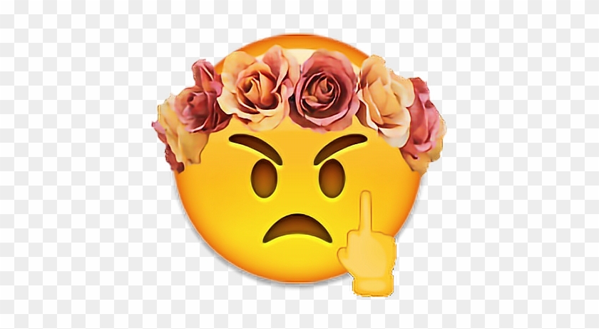 Emoji Flowercrown Mademoji Middlefinger - Yellow Flower Crown Png #896202
