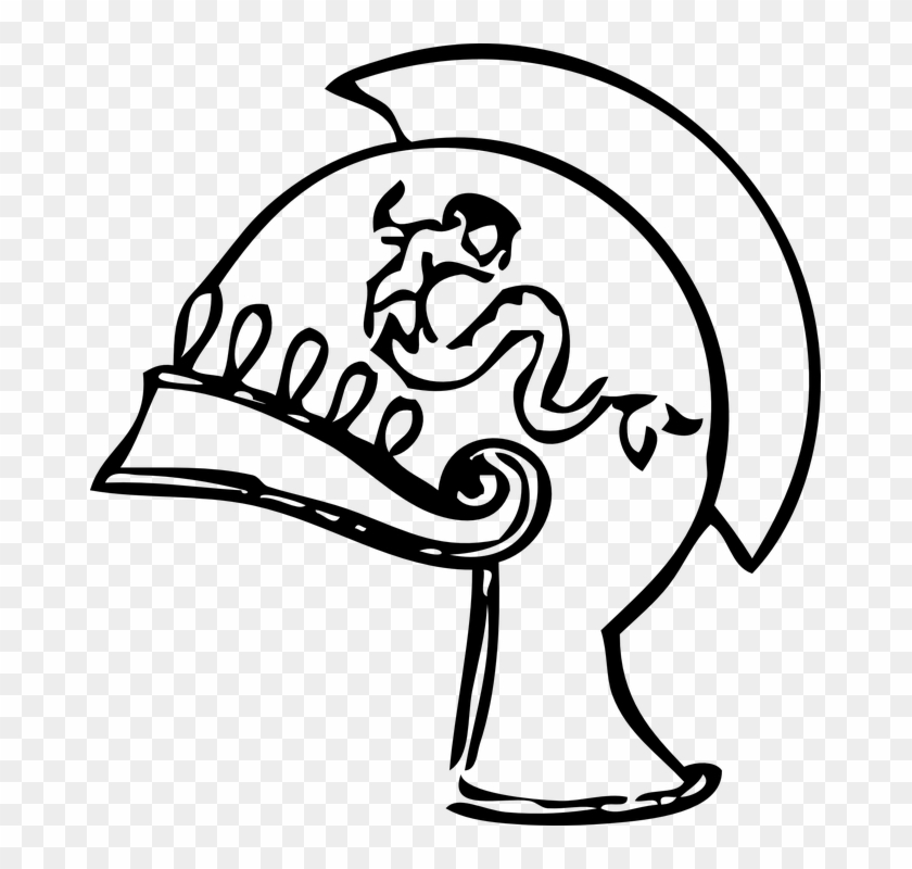 Perseus Clipart Greek Soldier - Ancient Greek Helmet Outline #896284