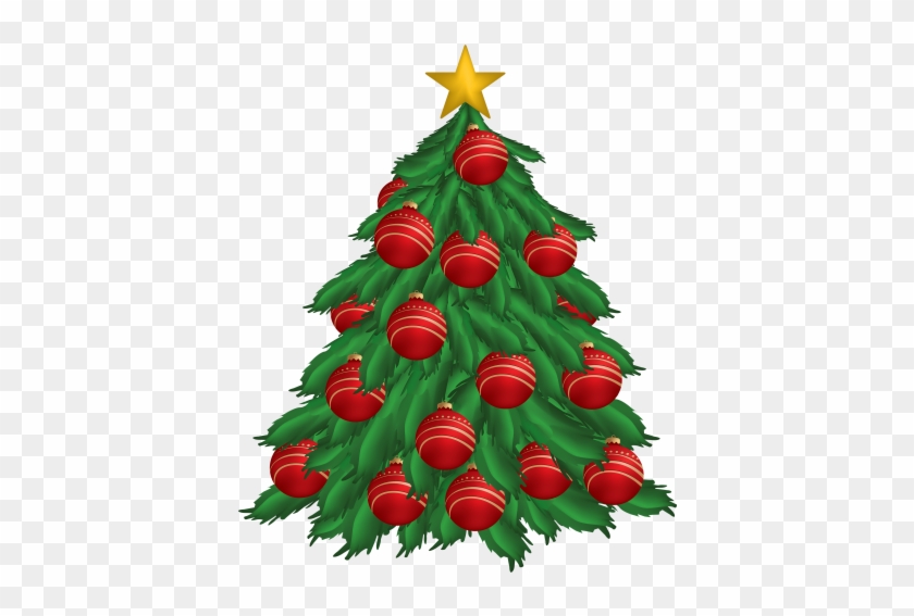 Christmas Tree With Red Christmas Ornaments Png Clipart - Christmas Ornaments Png #896929