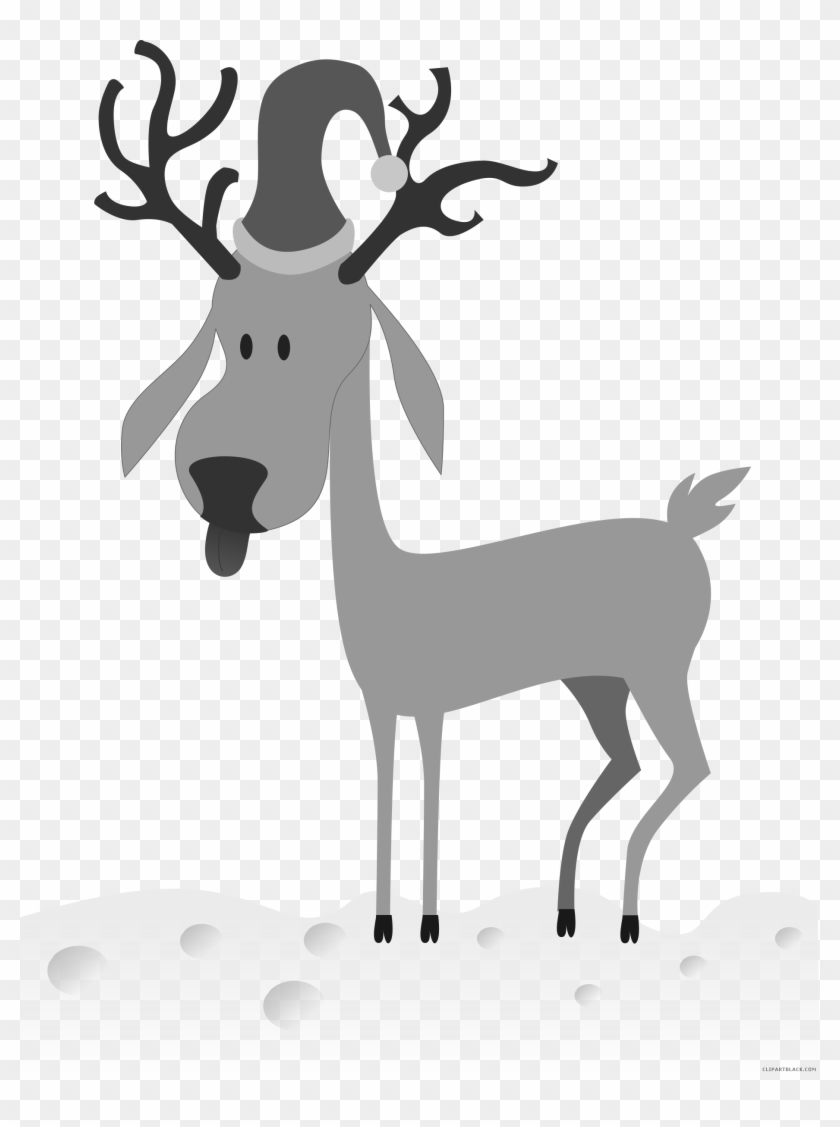 Cartoon Reindeer Animal Free Black White Clipart Images - Cute Reindeer Greeting Cards (pk Of 10) #896952