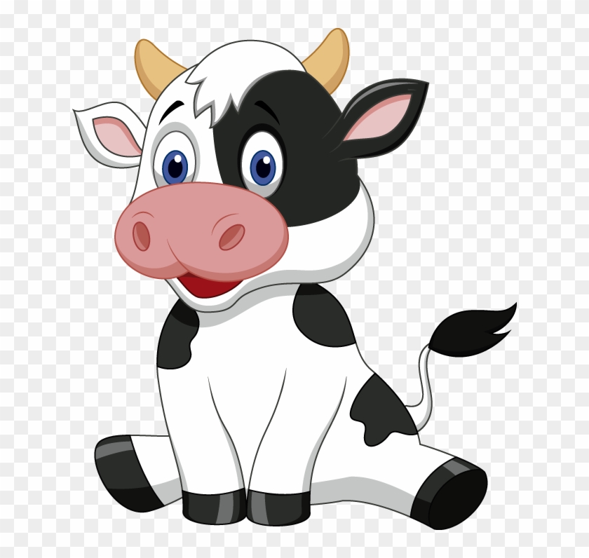 Illustration Of Cute Cow Cartoon Sitting Vector Art, - Cow Cartoon #897319