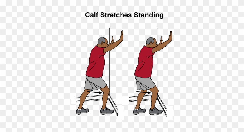 These Are 2 Images Of A Man Stretching His Calf While - Clavos #897358