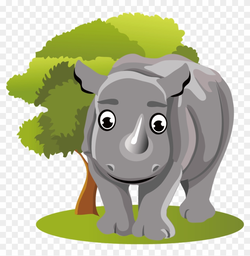Rhinoceros Cartoon - Jungle Calf - Cool Cartoon Rainforest Animals #897422