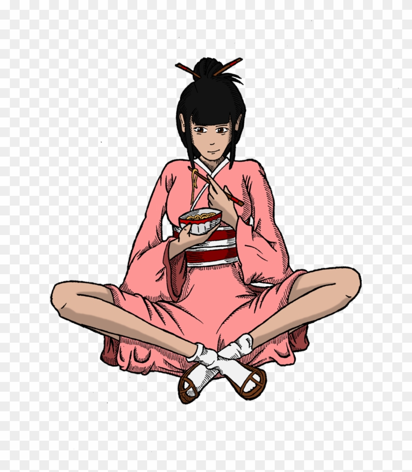 Girl Eating Noodles By Kolotation - Sitting #897426