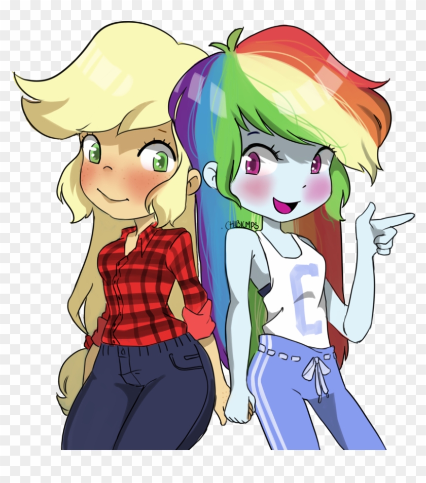 Rainbow X Applejack By Chibicmps - Equestria Girls Applejack And Rainbow Dash #897937
