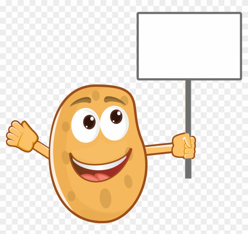 Anthropomorphic Potato Holding Sign - Baked Potato Clip Art #898587