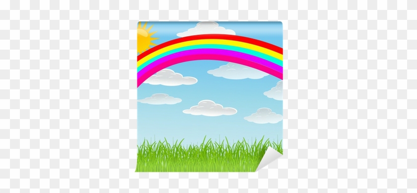 Vector Background With Sky, Rainbow And Sun Wall Mural - Circle #898994