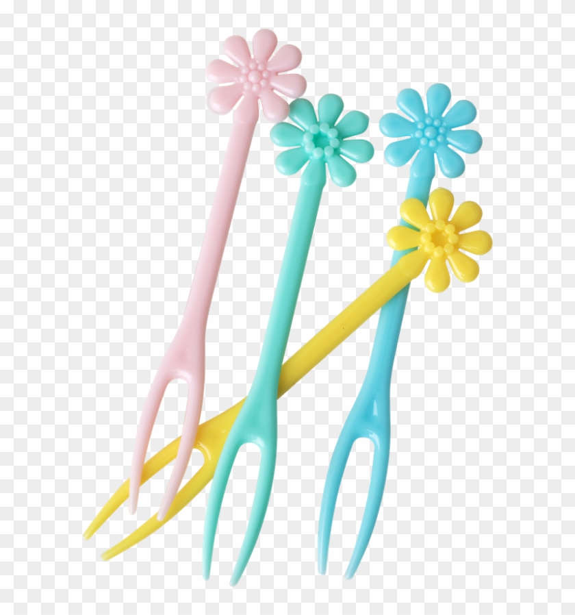 30 Flower Shaped Canape Forks Pastel Colours Rice Dk - Canapé #899189