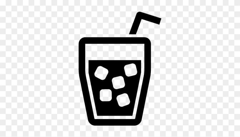 Drink Glass With Ice Cubes And Straw Vector - Drink Icon #899501