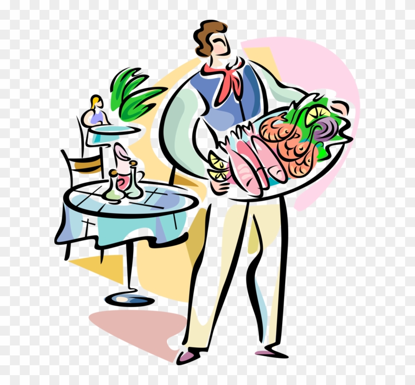 Vector Illustration Of Waiter With Traditional Greek - Griechisch Essen Clipart #899744