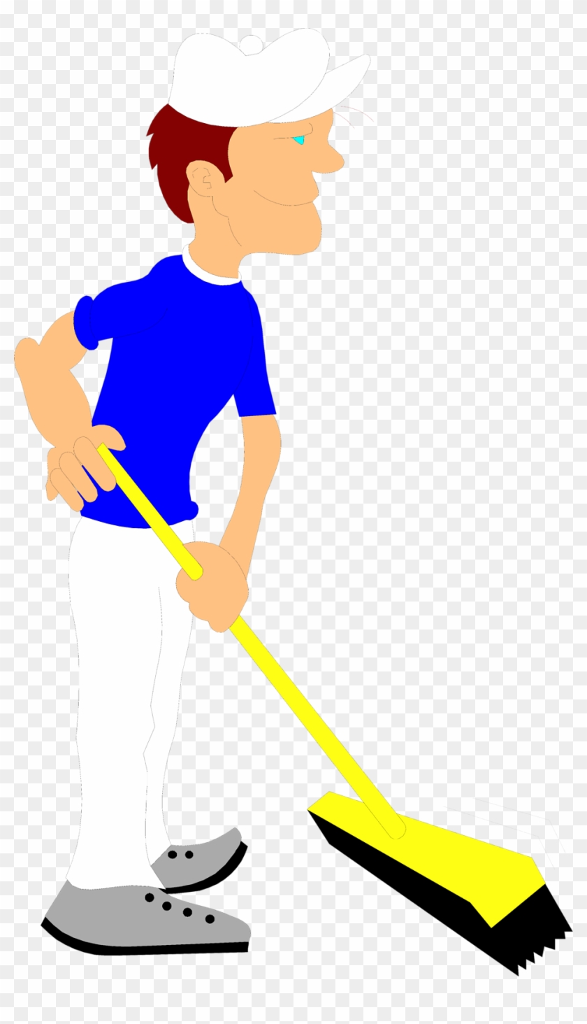 Illustration Of A Janitor Pushing A Broom - Janitor Clipart Clear Background #899935