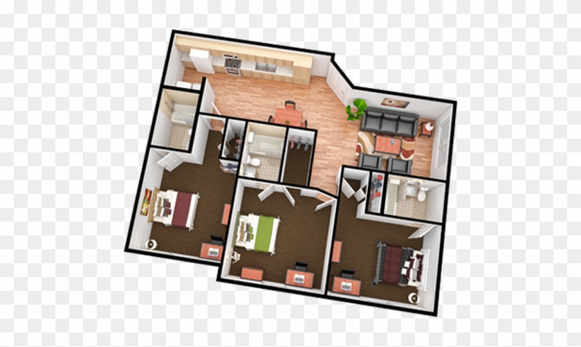 3 Bedroom/ 3 Bathroom - Floor Plan #900350