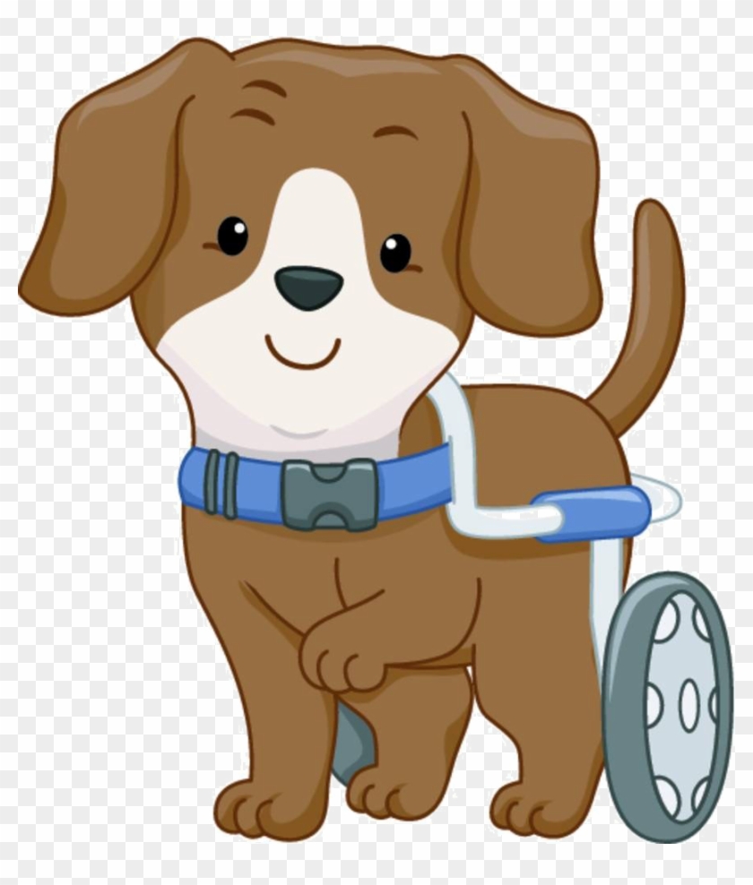 Dog Wheelchair Disability Cartoon Illustration - Cartoon Dog On Wheelchair #900678
