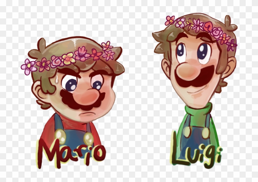 Mario Luigi Flower Crowns By Saladturtles - Luigi With A Flower Crown #900987